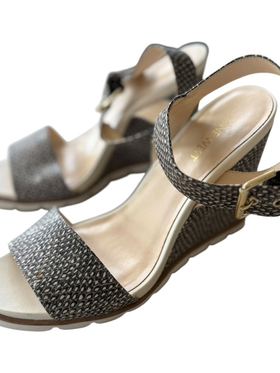 Nine West Shoes - Nine West Neutral Brown Woven Pattern Wedge Sandals